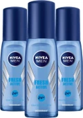 Nivea Deodorant Erkek Fresh Active Pump Sprey 75 ml X3 thumbnail 1