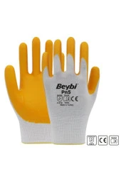 6 Çift Beybi Pn5 Sarı Nitril Eldiven Inşaat Eldiveni Iş Eldiveni thumbnail 1