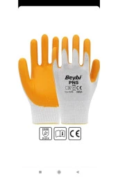 Beybi PN5 Nitril Pmk Örme Beyaz/sarı 12li Paket thumbnail 2