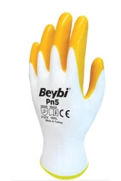 Beybi PN5 Nitril Pmk Örme Beyaz/sarı 12li Paket thumbnail 5