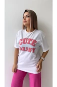 Kabartmalı Cute Daisy Tişört Ekru Pembe thumbnail 4