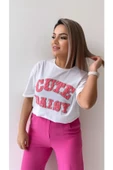 Kabartmalı Cute Daisy Tişört Ekru Pembe thumbnail 1