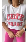 Kabartmalı Cute Daisy Tişört Ekru Pembe thumbnail 6