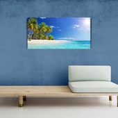 Palmiye Ağaçlı Ada Tablosu, Canvas Tablo 60x120 thumbnail 3