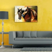 İki At Yağlıboya Kanvas Tablo 50 x 70 thumbnail 2
