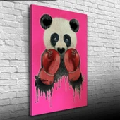 Pembe Arka Plan Boksör Panda Kanvas Tablo 50 x 70 thumbnail 3