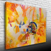 Soyut, Sarı Tonlarda Ormanda Kamp, Kanvas Tablo 50 x 70 thumbnail 1