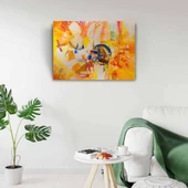 Soyut, Sarı Tonlarda Ormanda Kamp, Kanvas Tablo 50 x 70 thumbnail 2