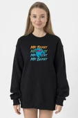 Mr Beast Lettern Siyah Kadın 2ip Sweatshirt thumbnail 1