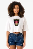 Vikings Rover Amblem Beyaz Kırçıllı Kadın Crop Tshirt thumbnail 1