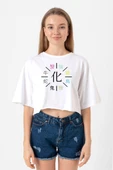Monogatari Anime Apparitions Beyaz Kadın Crop Tshirt thumbnail 1