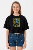 Blue Beetle Lettern Siyah Kadın Crop Tshirt thumbnail 1