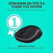 Logitech M185 Kablosuz Mouse Siyah - Gri 910-002235 thumbnail 2