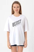 Mr Beast Make The World Beyaz Kadın Oversize Tshirt thumbnail 1