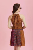 Desenli Patchwork Parçalı Mini Etek thumbnail 7