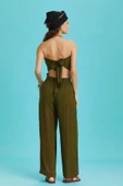 Haki Geniş Paça Straplez Tulum thumbnail 5