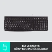 Logitech K120 USB Kablolu Türkçe Q Klavye - Siyah thumbnail 4