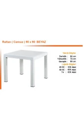 Almina Bambu Rattan Masa 90X90 Camsız thumbnail 2