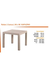 Almina Bambu Rattan Masa 90X90 Camsız thumbnail 2