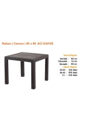 Almina Bambu Rattan Masa 90X90 Camsız thumbnail 2
