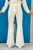 Bel Fermuarlı İspanyolpaça Pantolon 0231 Ekru thumbnail 2