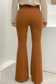Bel Fermuarlı İspanyolpaça Pantolon 0231 Koyu Taba thumbnail 4