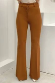 Bel Fermuarlı İspanyolpaça Pantolon 0231 Koyu Taba thumbnail 3