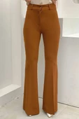 Bel Fermuarlı İspanyolpaça Pantolon 0231 Koyu Taba thumbnail 1