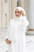 Şallı Namaz Elbisesi 3857 Ekru thumbnail 5