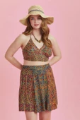 Desenli Patchwork Parçalı Büyük Beden Etek thumbnail 4