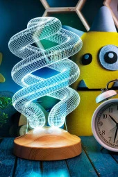 SEVGİ LAMBASI Spiral Şeklinde Gece Lambası, Helezon 3d Led Lamba thumbnail 3