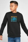 Mr Beast Lettern Siyah Çocuk 2ip Sweatshirt thumbnail 1