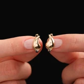 Altın Drop Küpe 1.5 cm thumbnail 1