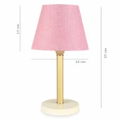 Bronz Gövdeli Abajur Pembe Dokuma thumbnail 2