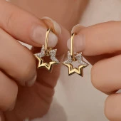 14k Altın Star Light Sallantılı Küpe thumbnail 3