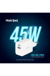 Ttec 2SCP02B SmartCharger Duo PD 45W USB-C+USB-A Seyahat Hızlı Şarj Aleti thumbnail 2