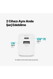 Ttec 2SCP02B SmartCharger Duo PD 45W USB-C+USB-A Seyahat Hızlı Şarj Aleti thumbnail 3