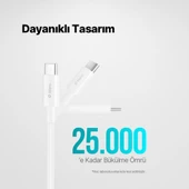 Ttec 2DK45B USB-C - USB-C 200cm 65W PD/QC Hızlı Şarj/Data Kablosu Beyaz thumbnail 5