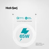 Ttec 2DK45B USB-C - USB-C 200cm 65W PD/QC Hızlı Şarj/Data Kablosu Beyaz thumbnail 2