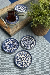 TABAK EVİ Stoneware Mozaik Blue Sefa 6 lı Çay Tabağı 10cm thumbnail 1