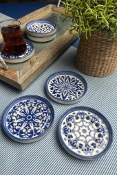 TABAK EVİ Stoneware Mozaik Blue Sefa 6 lı Çay Tabağı 10cm thumbnail 2