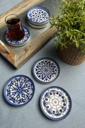 TABAK EVİ Stoneware Mozaik Blue Sefa 6 lı Çay Tabağı 10cm thumbnail 3