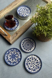 TABAK EVİ Stoneware Mozaik Blue Sefa 6 lı Çay Tabağı 10cm thumbnail 5