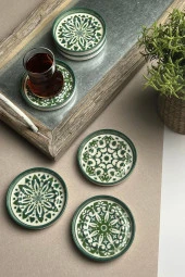 TABAK EVİ Stoneware Mozaik Green Sefa 6 lı Çay Tabağı 10cm thumbnail 1