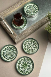 TABAK EVİ Stoneware Mozaik Green Sefa 6 lı Çay Tabağı 10cm thumbnail 2