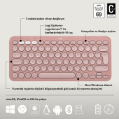 Logitech Pebble 2 Combo 920-012247 Pembe TKL Kablosuz Klavye Mouse Seti thumbnail 2