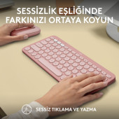 Logitech Pebble 2 Combo 920-012247 Pembe TKL Kablosuz Klavye Mouse Seti thumbnail 3