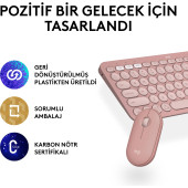 Logitech Pebble 2 Combo 920-012247 Pembe TKL Kablosuz Klavye Mouse Seti thumbnail 5