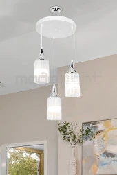Modelight Aksel 3lü Beyaz / Krom Dekoratif Duylu thumbnail 3