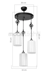 Modelight Ceylin 3lü Siyah Optik Opal Camlı Avize thumbnail 4